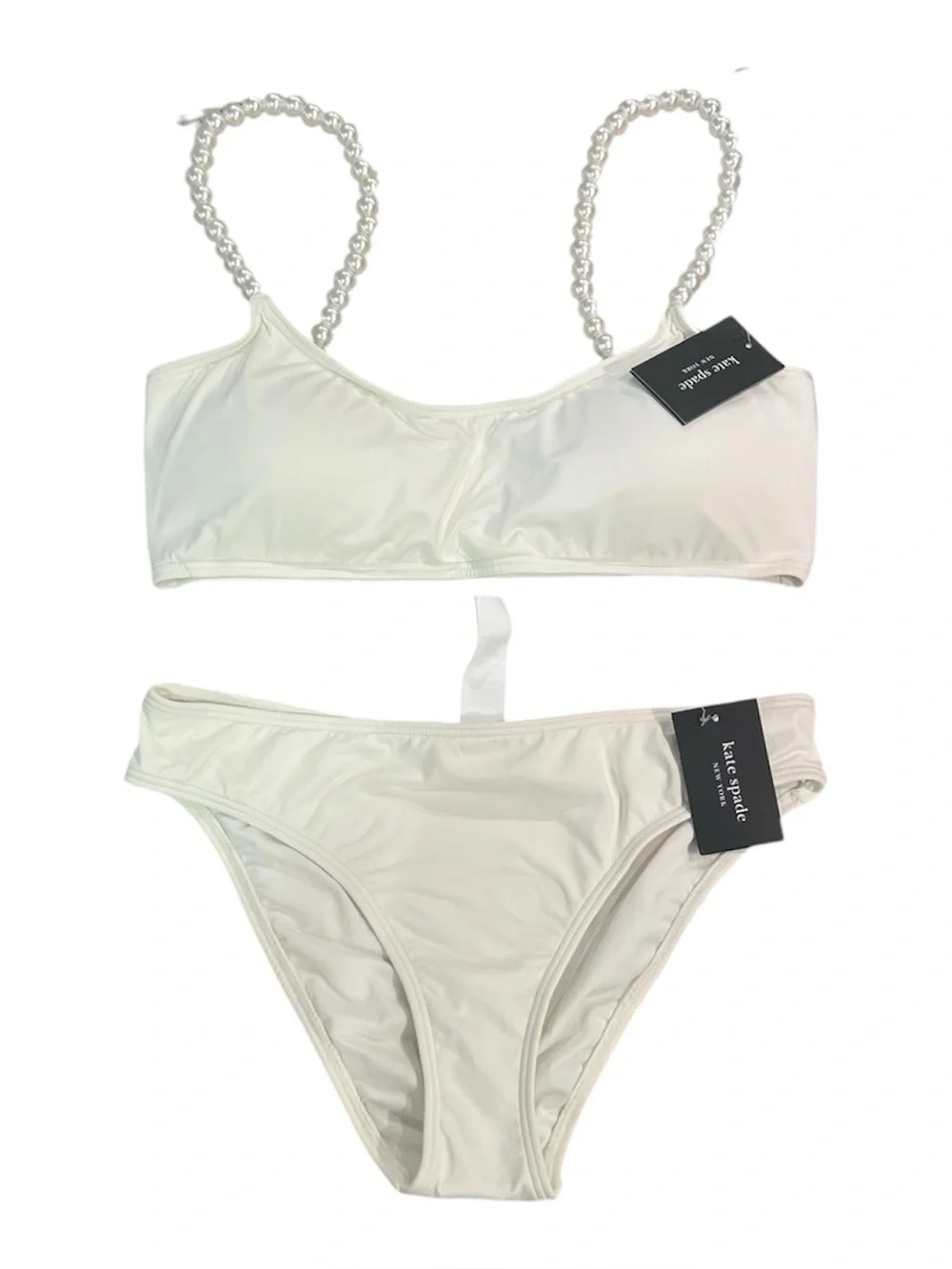 Kate Spade Pearl Strap Bikini Top - String Of Pearls Cream Size Medium